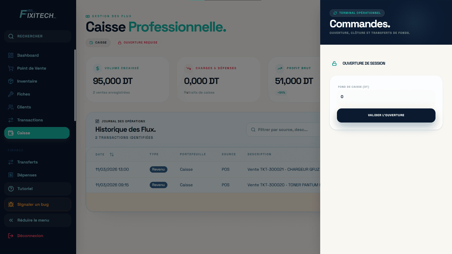 FixiTechPro product screen: caisse_1